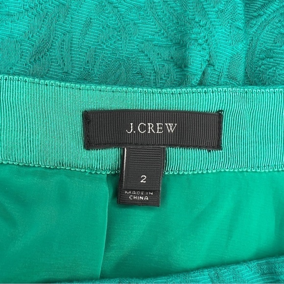 Size 2 J Crew Green Skirt Floral Mini Lined Zip Closure  Event Holiday Party - Picture 6 of 8